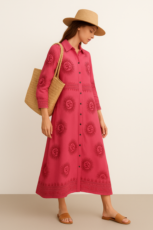 VESTIDO CAMISERO LARGO RAMNA FUCSIA