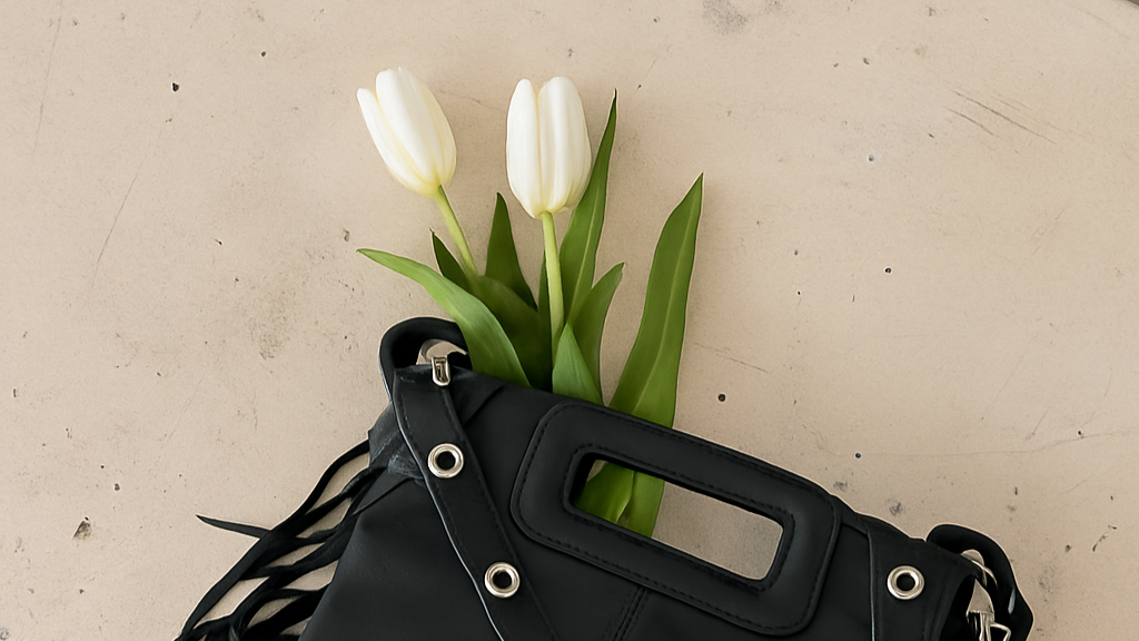 BOLSO FLECOS PIEL NEGRO