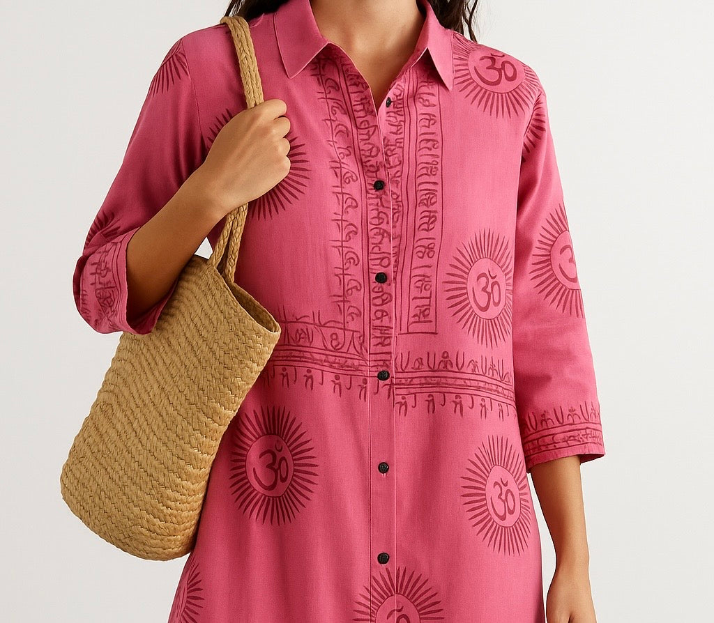 VESTIDO CAMISERO LARGO RAMNA FUCSIA