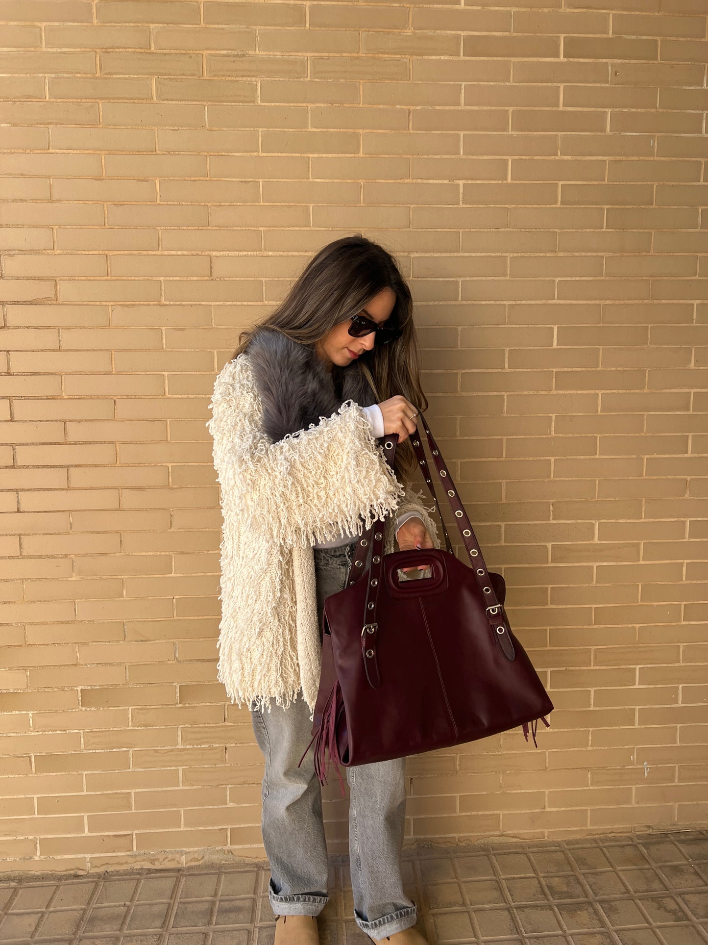 MAXI SHOPPER PIEL GRANATE
