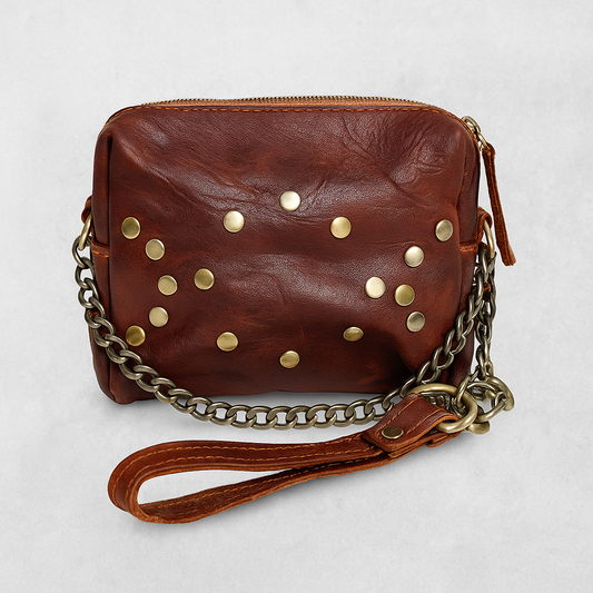 BANDOLERA MINI DETALLES TACHAS PIEL