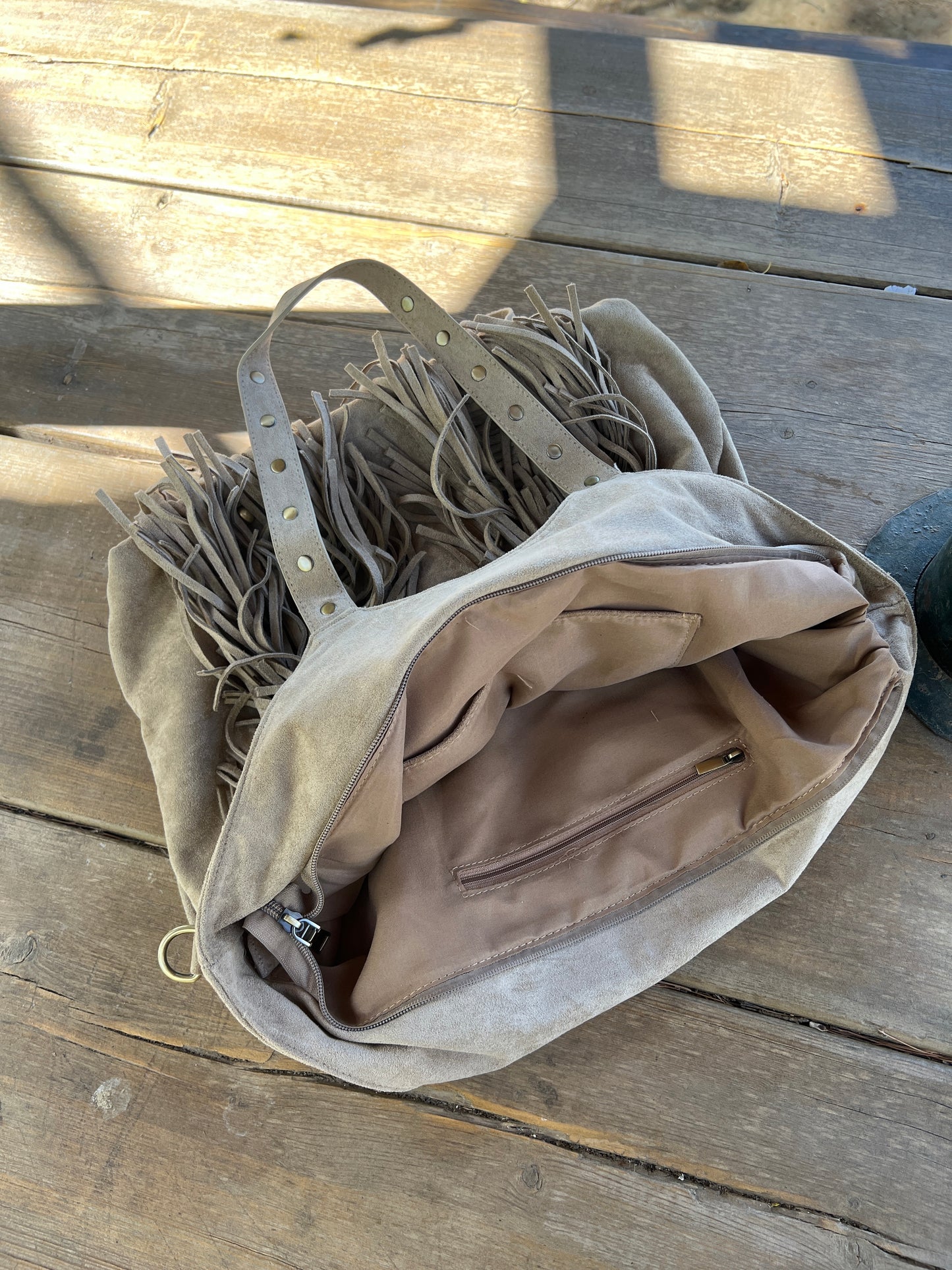 BOLSO SHOPPER EFECTO PIEL BEIGE