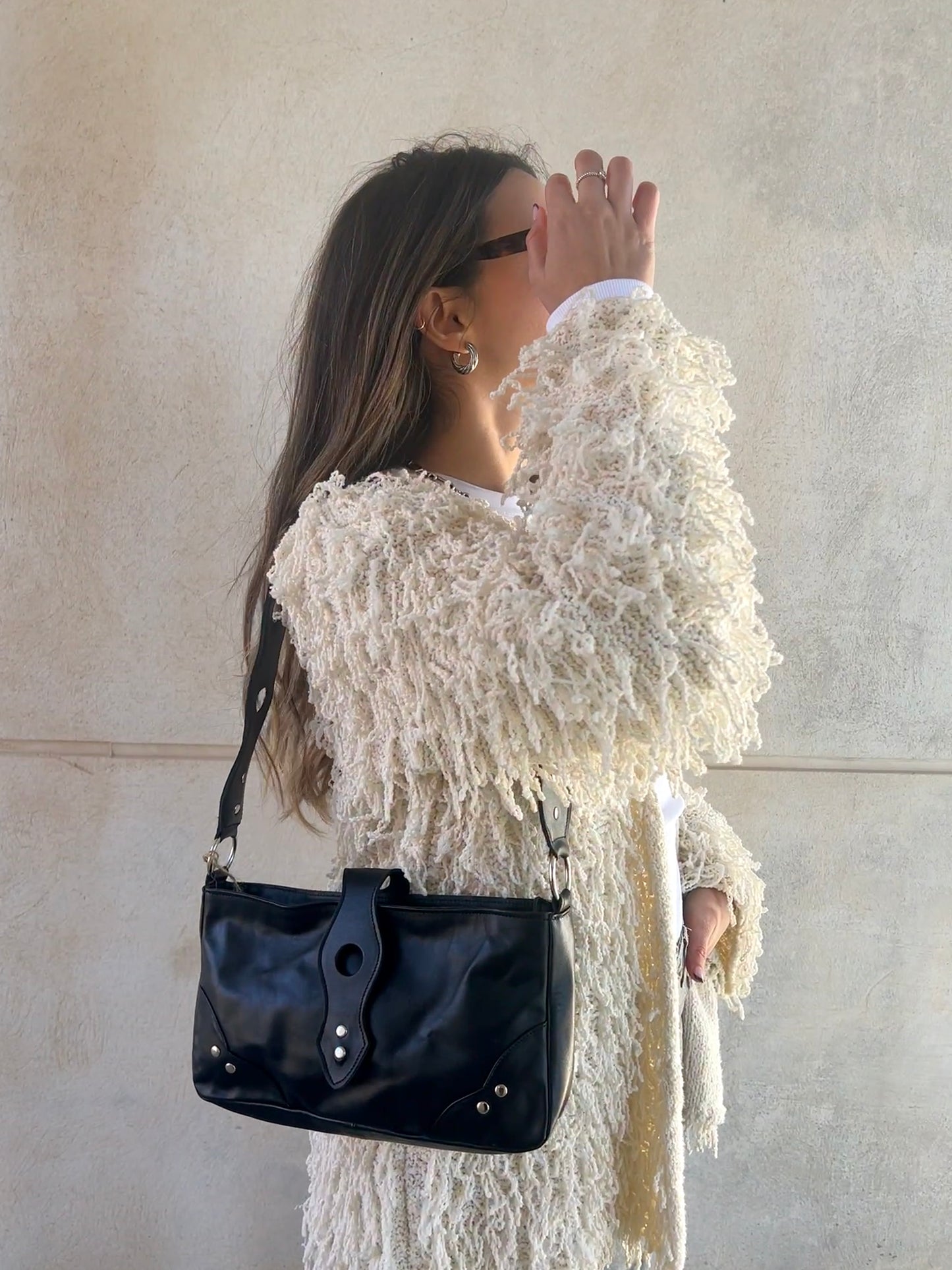 BOLSO DE HOMBRO BROCADOS PIEL NEGRO