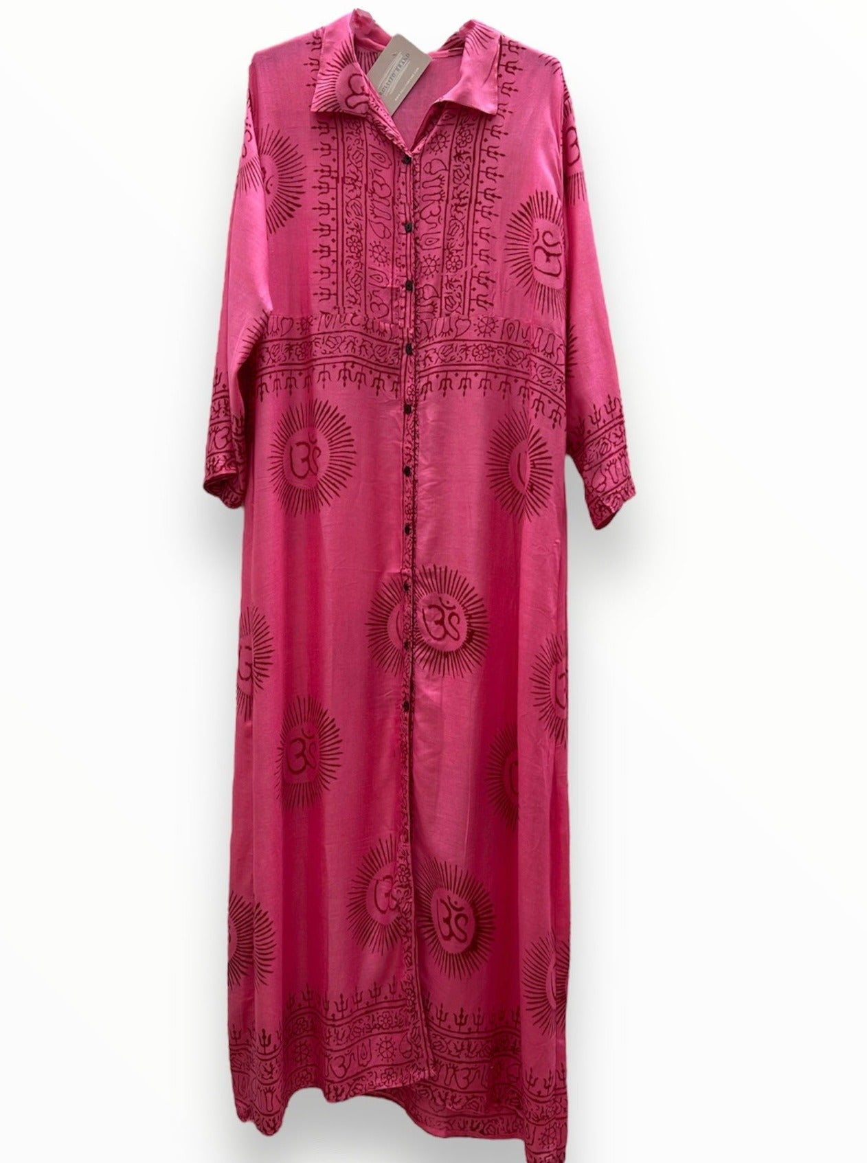 VESTIDO CAMISERO LARGO RAMNA FUCSIA