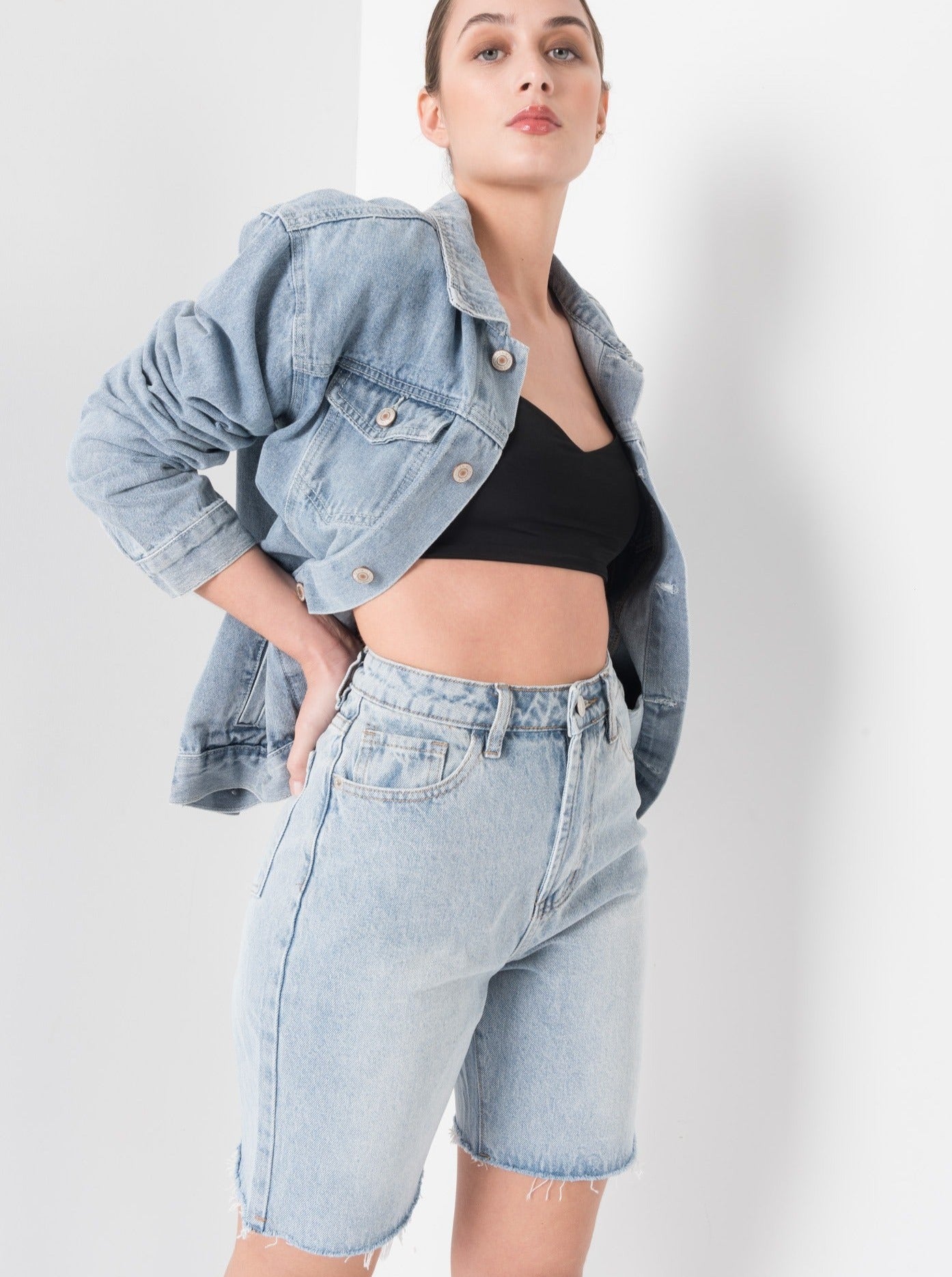 SHORTS HI RISE DENIM