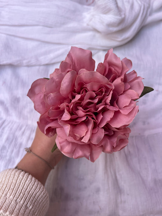 FLOR PEONÍA MEDIANA ROSA EMPOLVADO