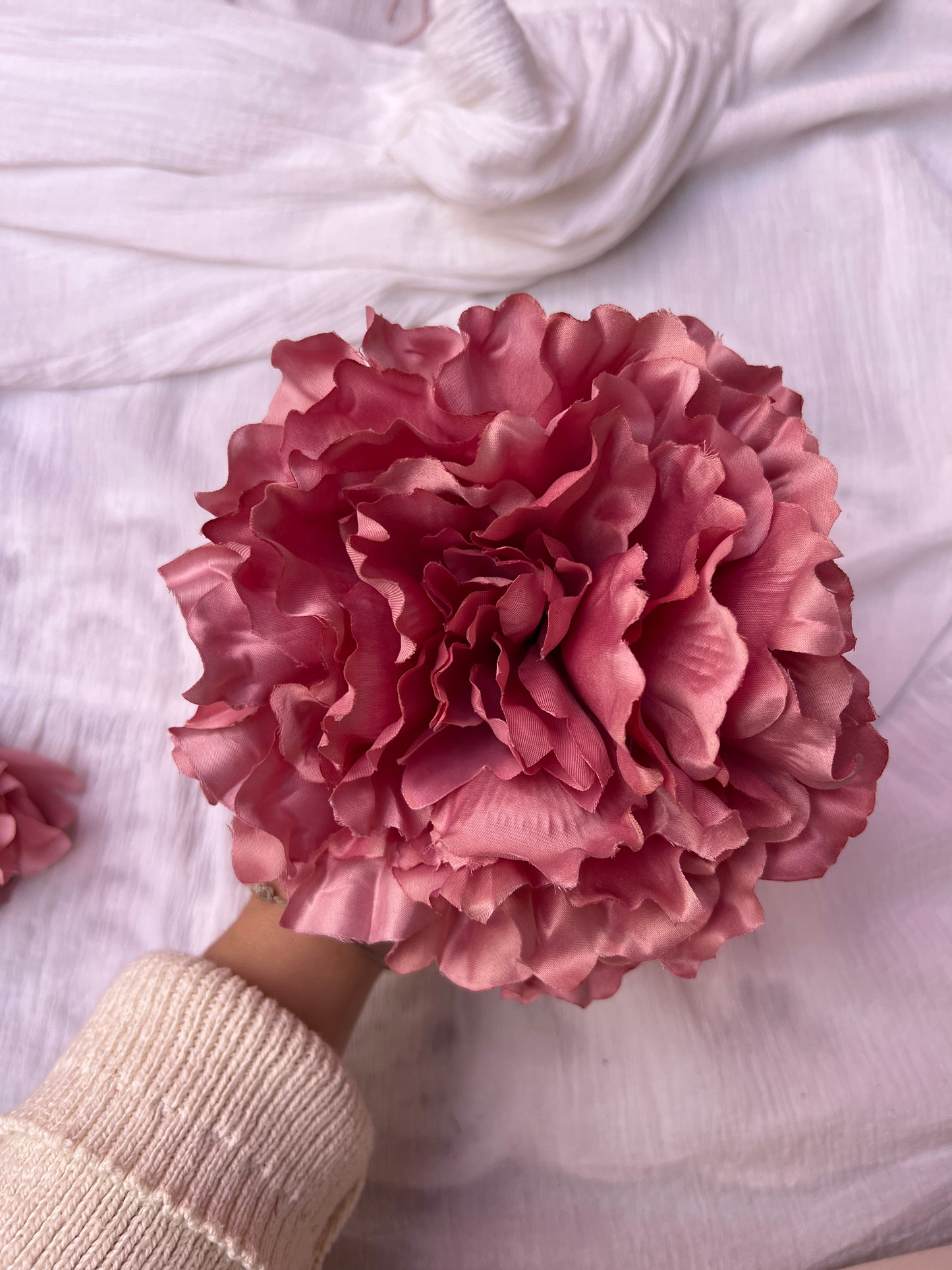 FLOR PEONÍA GRANDE ROSA ENPOLVADO