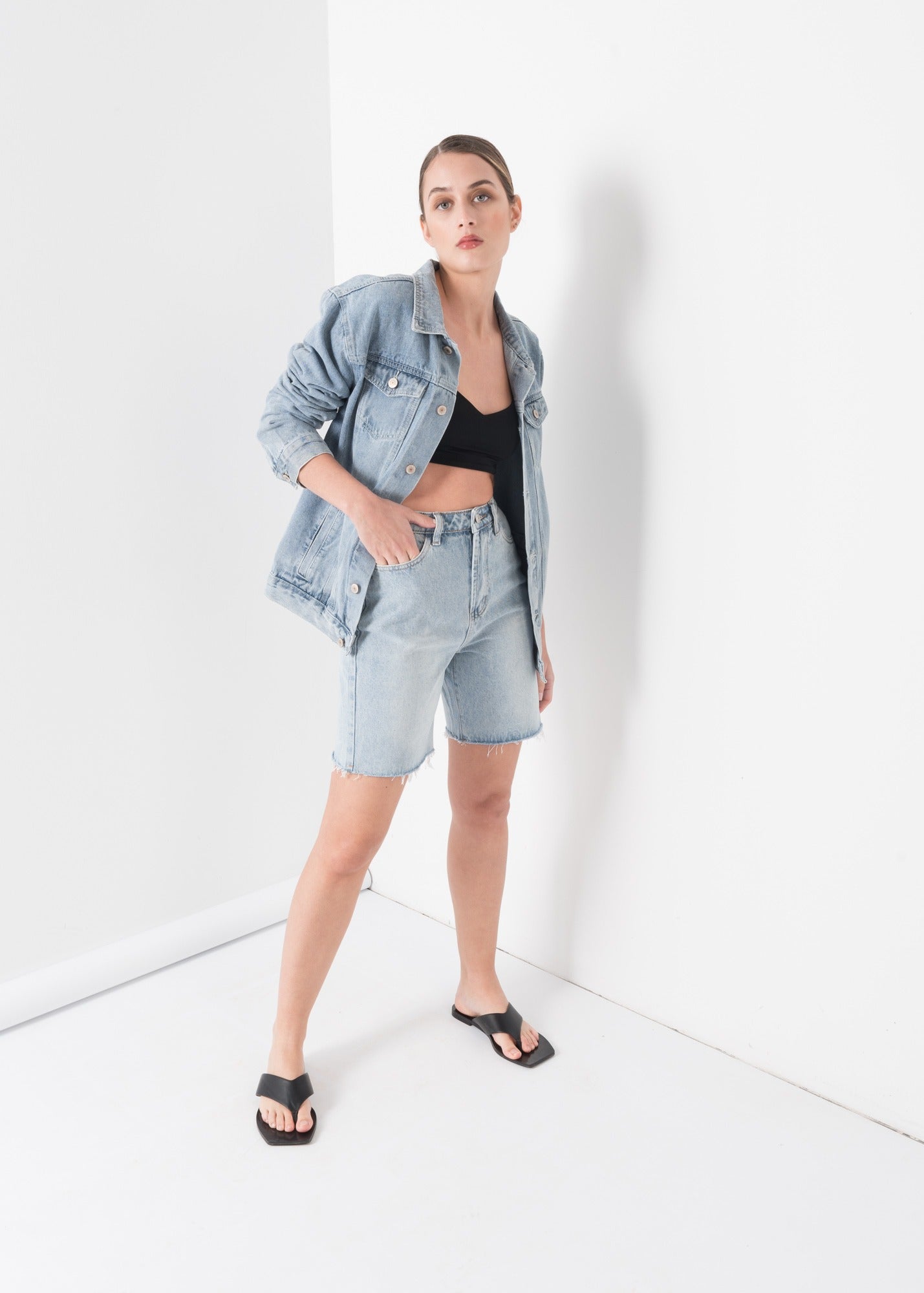 SHORTS HI RISE DENIM